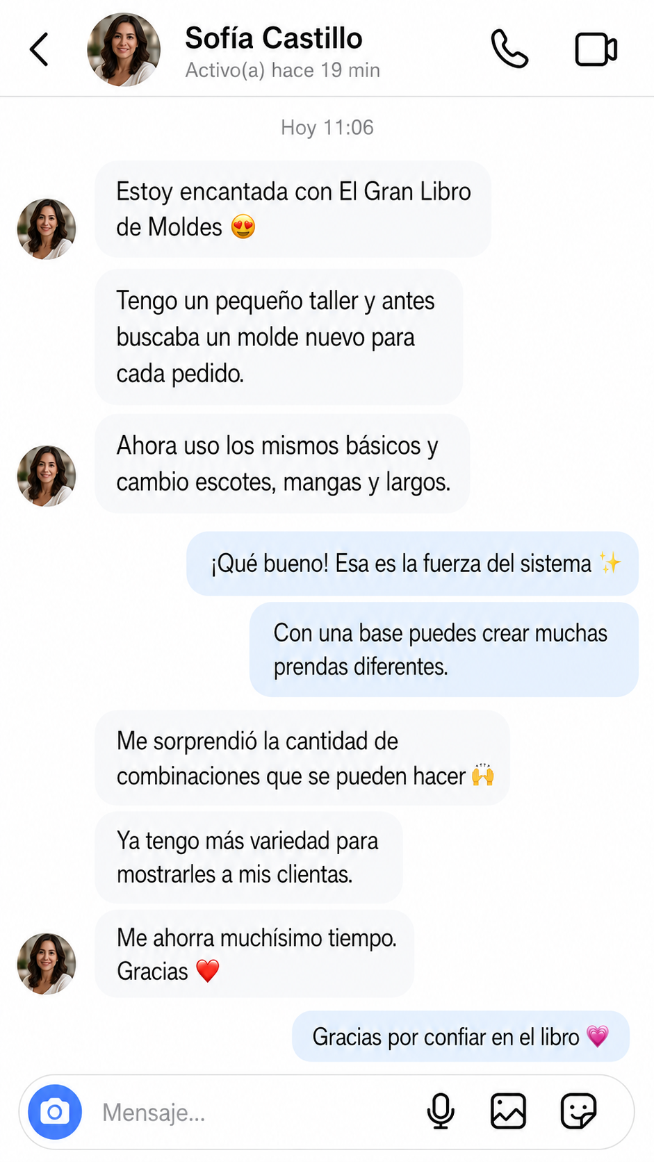 Captura de testimonio de WhatsApp